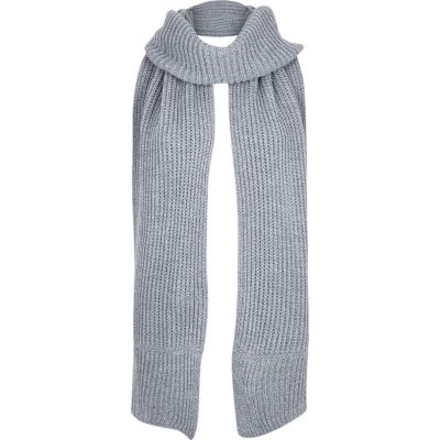 Girls blue knitted roll neck scarf